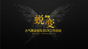 Templat PowerPoint seri emas hitam 2022 ringkasan kerja