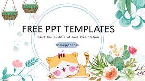 Niedliche Cartoon-Katze PowerPoint-Vorlagen