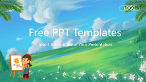 Cartoon cute girl PowerPoint Templates