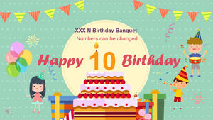 Cute cartoon dzieci urodziny Szablony prezentacji PowerPoint