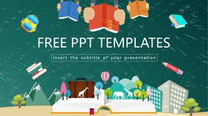 Template PowerPoint Latar Belakang Buku Kartun Hijau