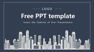 Sagoma di edificio blu della città Modelli PowerPoint