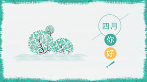 Template April Hello PPT hijau kecil yang segar dan sederhana