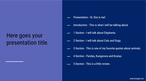 Formales Präsentationsthema mit Abschnitten.