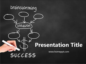 Modello PPT nero per la mano di gesso di successo di brainstorming gratuito