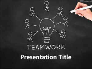 Modello PPT della mano del gesso della lampadina di lavoro di squadra