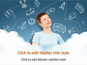 เทมเพลต PPT ของ Cloud Computing Girl ที่วาดด้วยมือฟรี