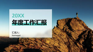 Kartu latar belakang gambar besar, laporan kerja hitam dan hijau, template ppt