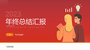 Basit illüstrasyon tarzı yıl sonu özet raporu ppt şablonu