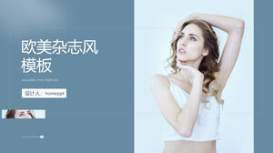 簡約大方歐美雜誌風格作品展示ppt模板