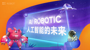 Modèle ppt d'intelligence artificielle AI vent technologie de contraste de couleur orange et violet