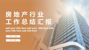 PPT-Vorlage für den monatlichen zusammenfassenden Bericht der Immobilienbranche im goldenen Geschäftsstil