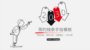 Unduh template PPT yang dilukis dengan tangan garis sederhana