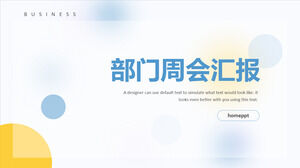 Plantilla PPT de fondo de punto azul y amarillo de estilo iOS simple para el informe de reunión semanal del departamento