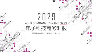 Scarica il modello PPT del tema della tecnologia elettronica con uno sfondo a motivo geometrico squisito