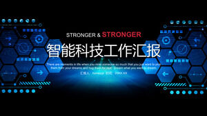 Mavi geometrik çokgen arka plan teknolojisi endüstrisi çalışma raporu PPT şablonu indir