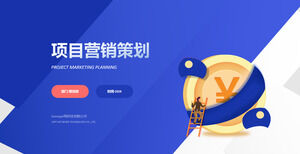 Blaue minimalistische PPT-Vorlage für die Marketingplanung von Finanzproduktprojekten