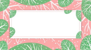 Six images d'arrière-plan PPT dessinées à la main d'arbres dans des couleurs vertes et roses