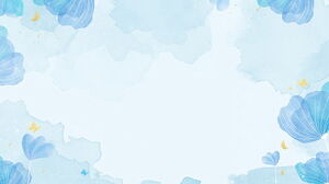 Four blue watercolor floral PPT background images