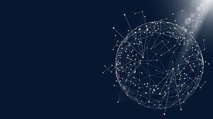 ภาพพื้นหลัง PPT เทคโนโลยีดาวเคราะห์เส้นจุดสีน้ำเงินหกจุด