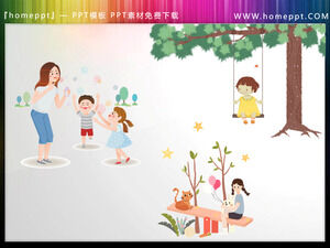 Üç çizgi film çocuk PPT materyalini indirin