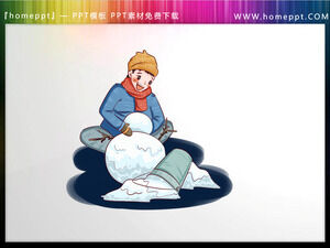 Quattro illustrazioni PPT di cartoni animati per ragazzi e ragazze in inverno