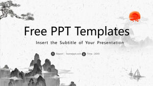 Atramentowe szablony slajdów w stylu chińskim