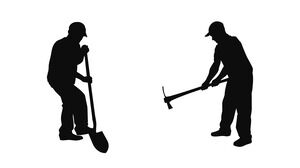 工人工作場景人物剪影PPT矢量素材