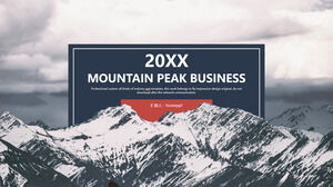下載以雪山為背景的藍色歐美商業演示PPT模板