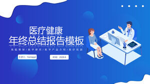 Laden Sie die PPT-Vorlage für medizinische Berichte mit blauem 2,5-D-Arztkonsultationshintergrund herunter