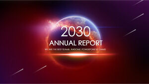 Scarica il modello PPT di tecnologia e business con uno squisito sfondo del pianeta cosmico