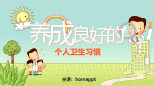 Developing Good Personal Hygiene Habits in Cartoon Style PPT Template Download