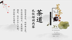 Basit eski çay seremonisi görgü kuralları eğitimi için PPT şablonunu indirin