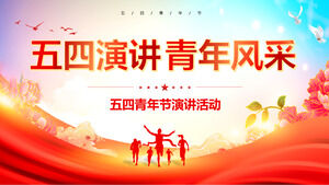 Modelo de PPT para o planejamento da atividade de discurso do Festival da Juventude de Quatro de Maio para o "Estilo Juvenil do Discurso de Quatro de Maio"