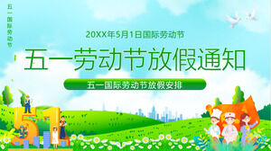 Plantilla PPT de aviso de vacaciones del Primero de Mayo verde y fresca Descargar