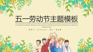 قالب PPT لموضوع يوم مايو للنباتات الطازجة وخلفية الأشخاص العاملين