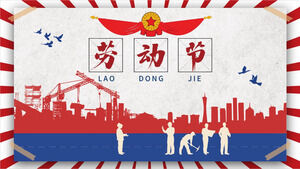 Scarica il modello PPT del piano di pianificazione delle attività del primo maggio in stile vintage rosso blu