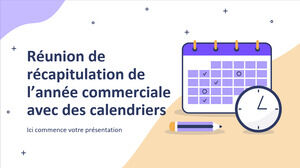 Reunión de resumen del año comercial con calendarios
