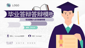 Modello di PowerPoint per la difesa della carta dell'immagine principale dell'illustrazione dello studente di dottorato creativo