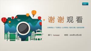 Plan de planificación de actividades para la plantilla PPT de fondo de cámara de dibujos animados en color Descargar