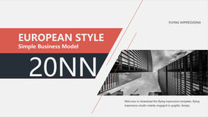 Simplified red and blue color scheme for office building background, European and American business PPT template download