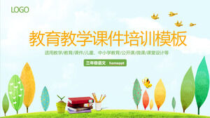 Modèle PPT de formation à l'éducation de fond d'arbre frais et coloré de dessin animéTélécharger