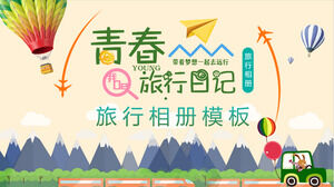 Kolorowa kreskówka Mój pamiętnik podróży dla młodzieży Szablon PPT do pobrania