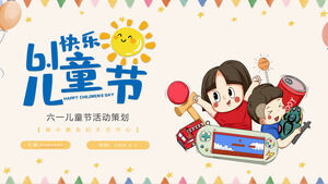 Plantilla PPT de planificación de actividades del Día Internacional del Niño linda de dibujos animados