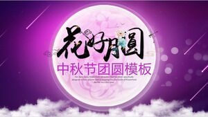 Mor Çiçekler, Dolunay, Sonbahar Ortası Festivali Buluşması PPT Şablonu İndir