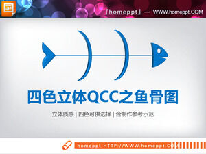四色立體QCC品管圈魚骨圖PPT圖表下載