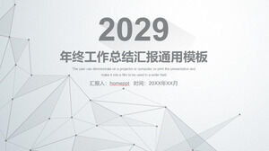 Faça o download do modelo PPT para o relatório de resumo de final de ano com fundo de polígono de linha de ponto cinza
