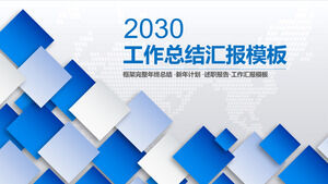 Raport rezumat de lucru cu fundal pătrat albastru descărcare șablon PPT