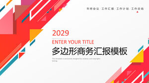 Scarica il modello PPT per il rapporto di lavoro con sfondo poligonale rosso