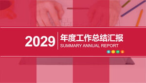 빨간색 단순화 연간 작업 요약 보고서 PPT 템플릿 다운로드